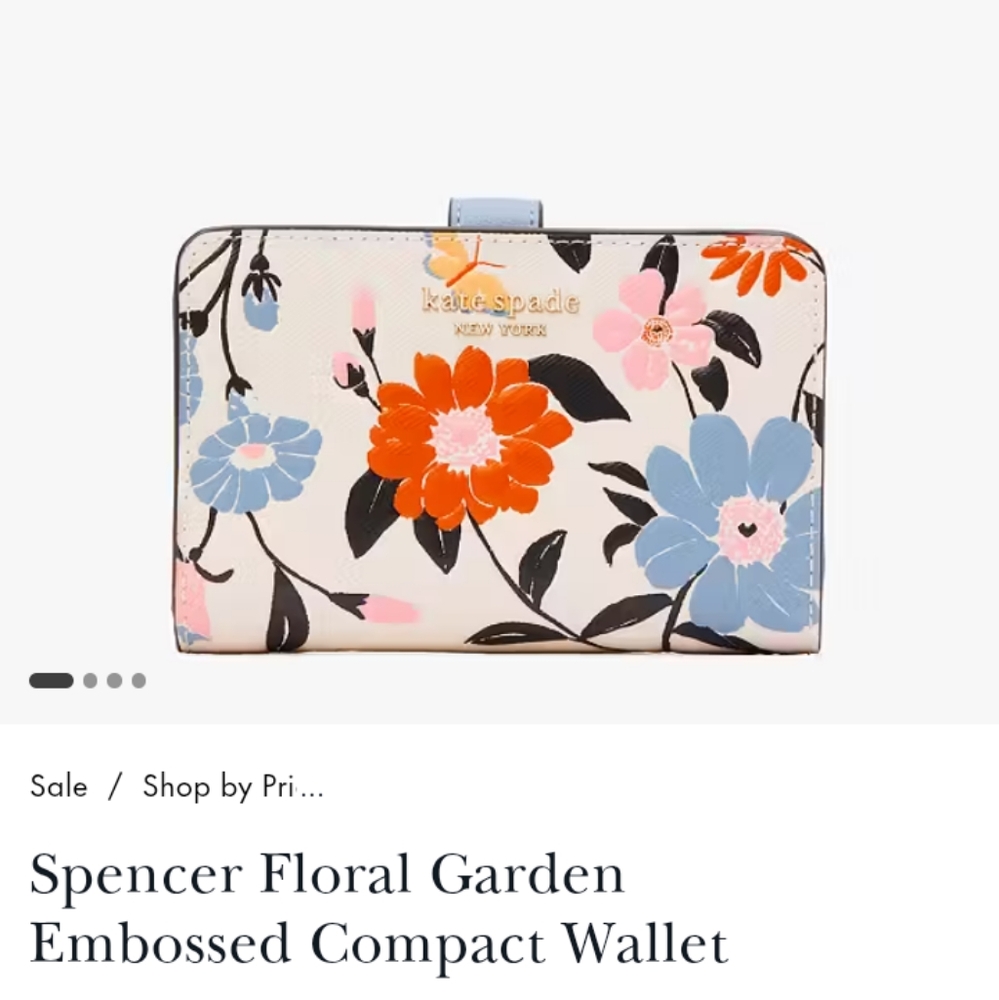 Kate Spade-Spenver Floral Garden Embossed Compact Wallet (Multicolor/ Blue ๐) - Picture 9 of 10